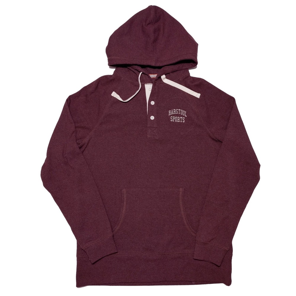 The NORMAL BRAND Barstool Sports‎ Henley Pullover Hoodie Jacket Red Medium M
